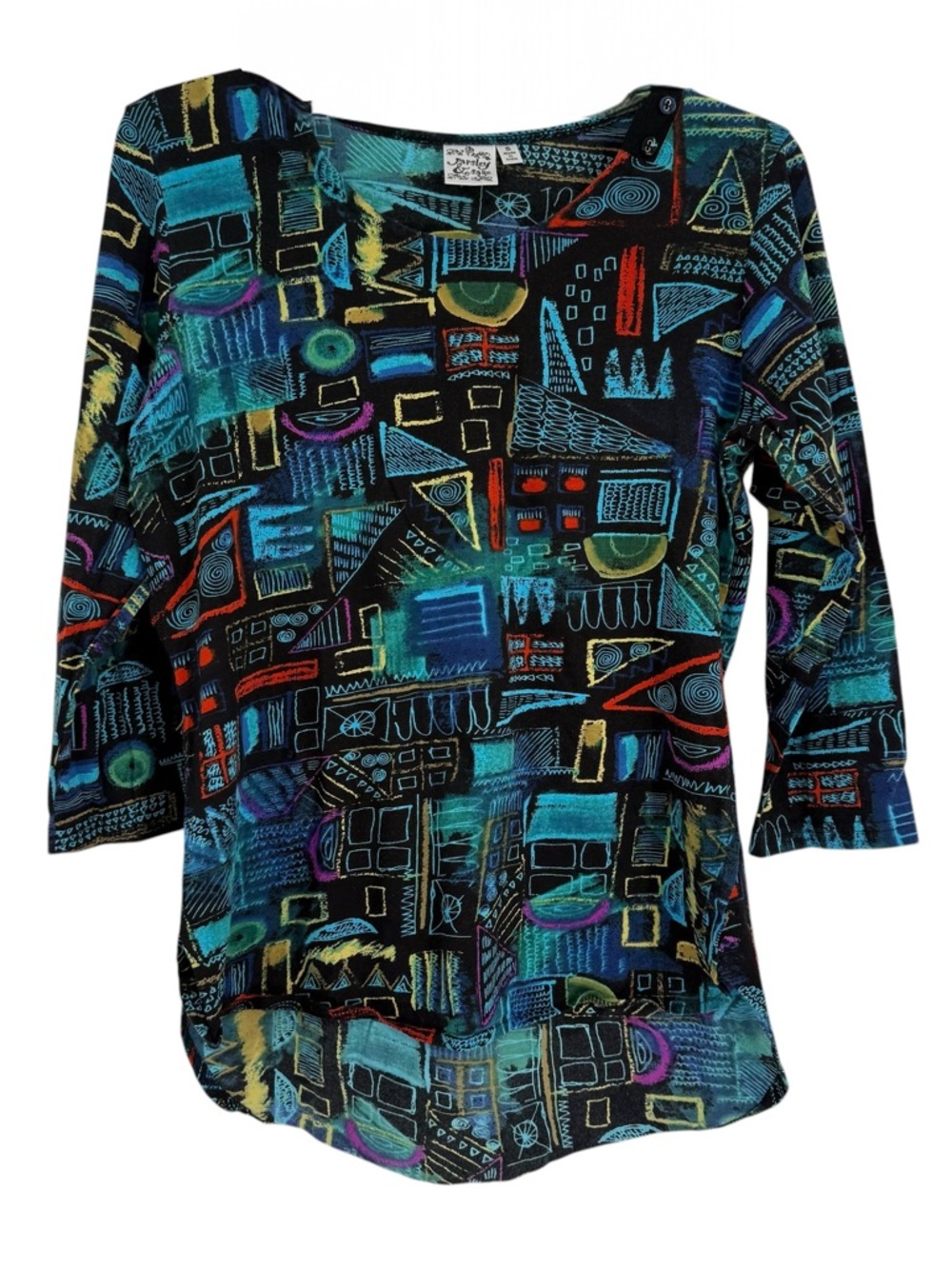 Parsley & Sage Top Women Size S Abstract Crew Neck Pullover Art-to-wear